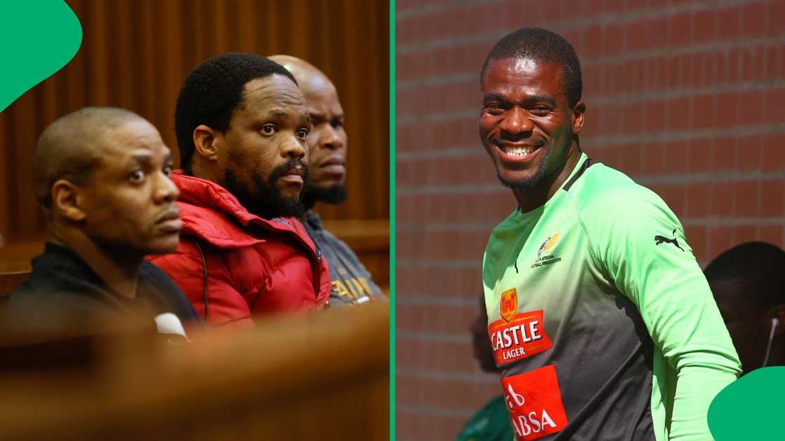 The men accused of murdering Senzo Meyiwa as they appeared in court. The men accused of murdering Senzo Meyiwa as they appeared in court.