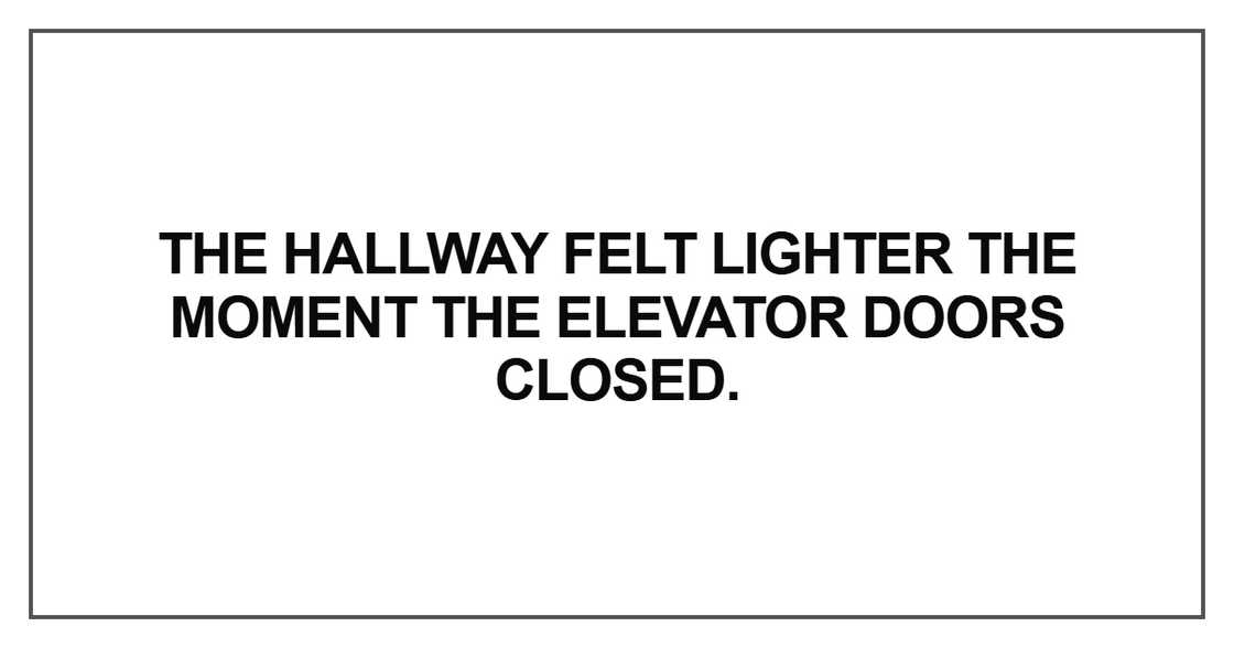 The hallway felt lighter the moment The hallway felt lighter the moment