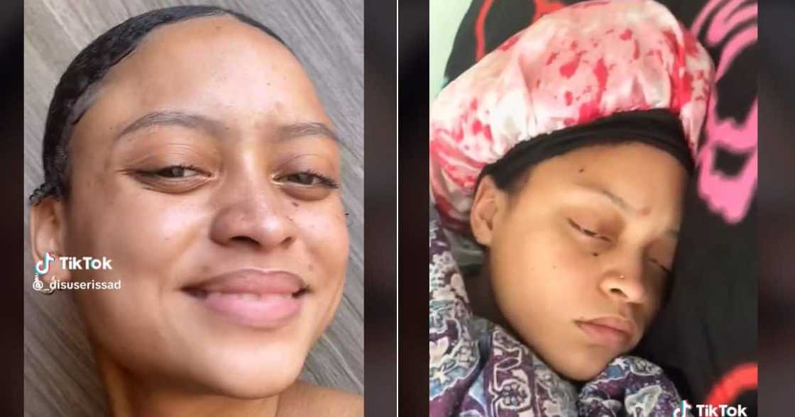 Woman sleeping with open eyes Woman sleeping with open eyes