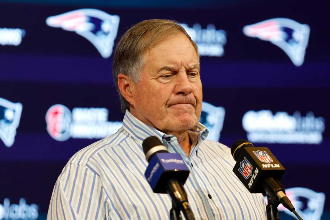 Bill Belichick during a press conference after a game against the New York Jets