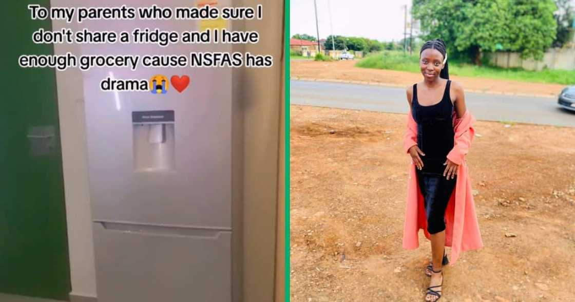 A University of Johannesburg student shared her gratitude on TikTok after her parents bought her a fridge and groceries. A University of Johannesburg student shared her gratitude on TikTok after her parents bought her a fridge and groceries.