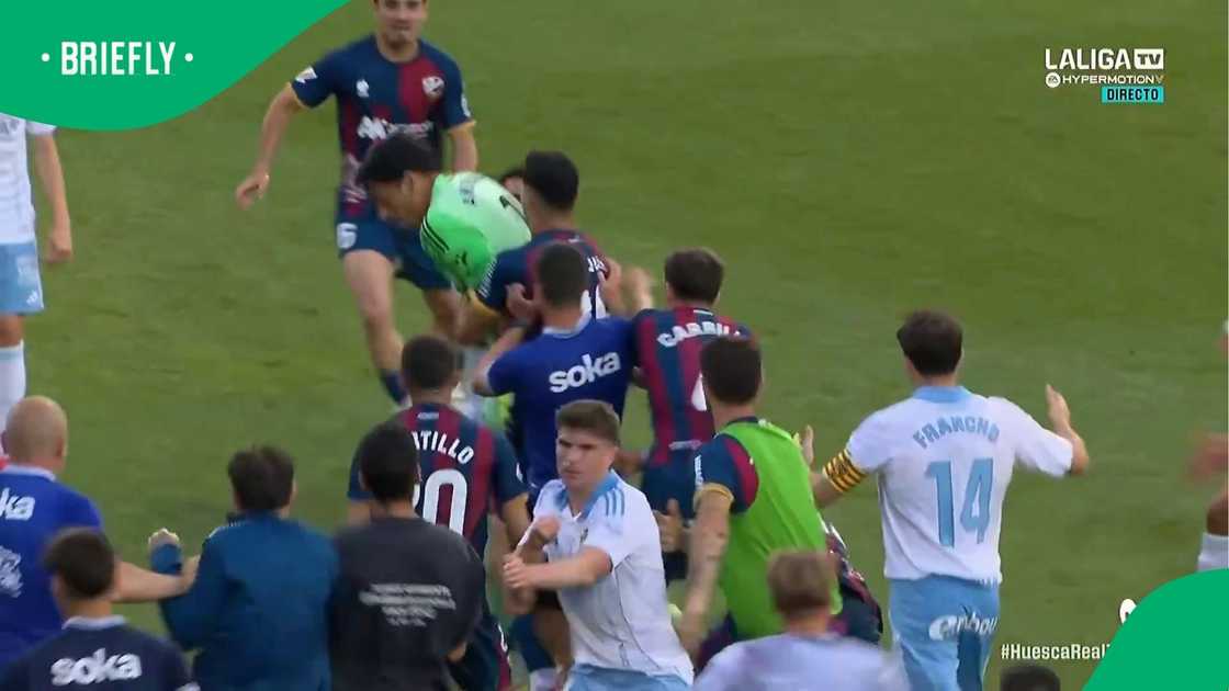 Image showing Real Zaragoza keeper being restrained