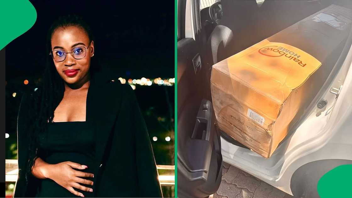 A TikTok video shows a woman unveiling the mattress she bought in a box from Takealot.