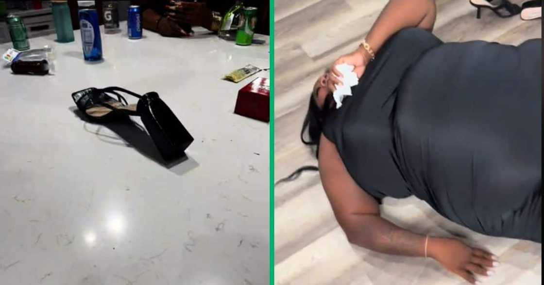 woman falls after high heel breaks woman falls after high heel breaks