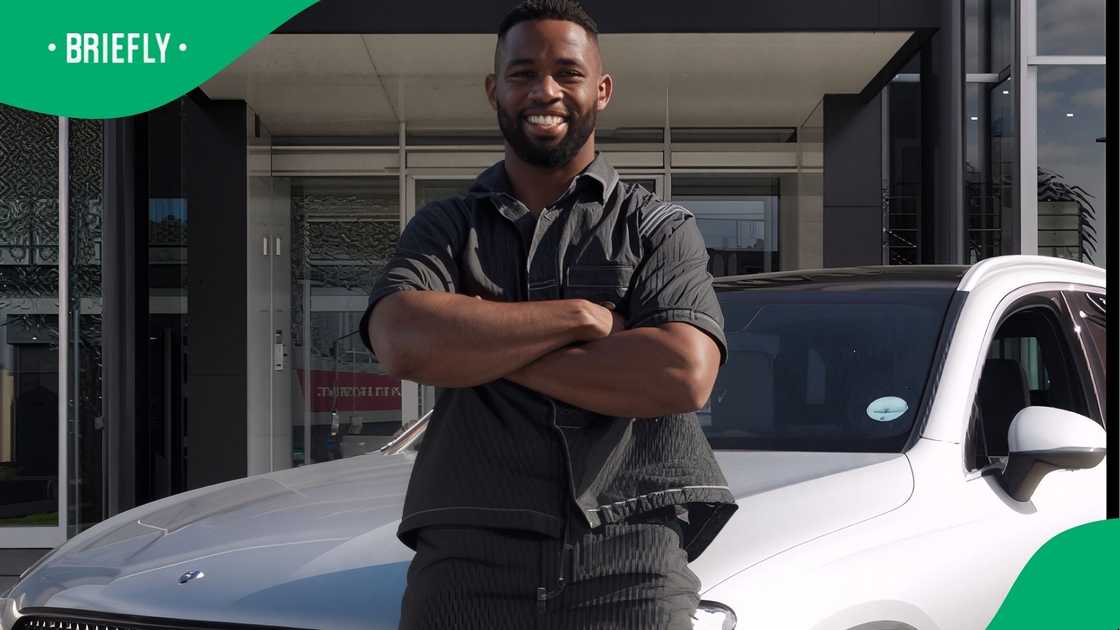 Siya Kolisi seen driving a Mercedes-Benz GLC 300d 4M Coupe. Siya Kolisi seen driving a Mercedes-Benz GLC 300d 4M Coupe.