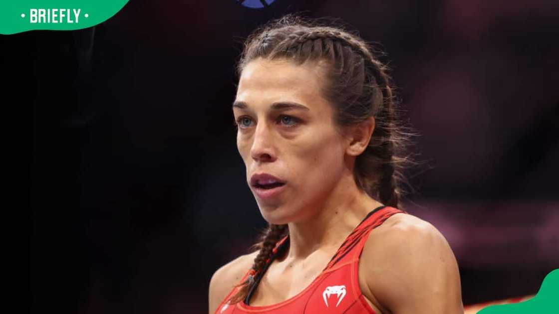 Joanna Jedrzejcyk during their Women's Strawweight Fight at Singapore Indoor Stadium. Joanna Jedrzejcyk during their Women's Strawweight Fight at Singapore Indoor Stadium.