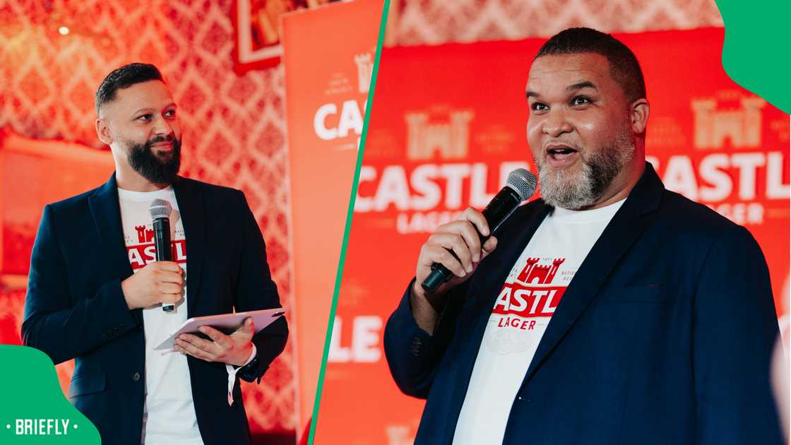 The duo hosted the Castle Lager event The duo hosted the Castle Lager event