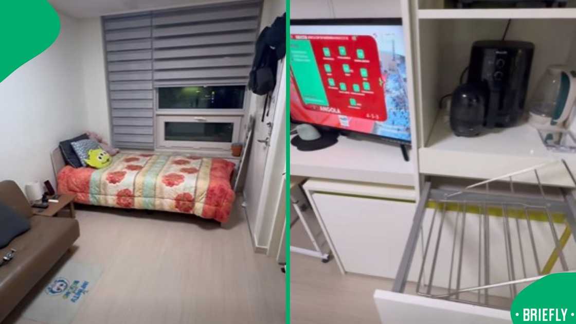 The image on the right captured the kitchen area