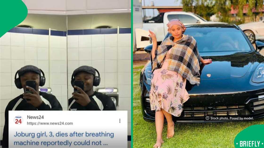 Leleti Nkosi on the right posing next to her car