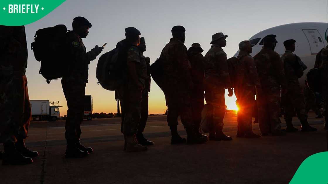 SANDF troops arrive home at AFB Waterkloof In South Africa.