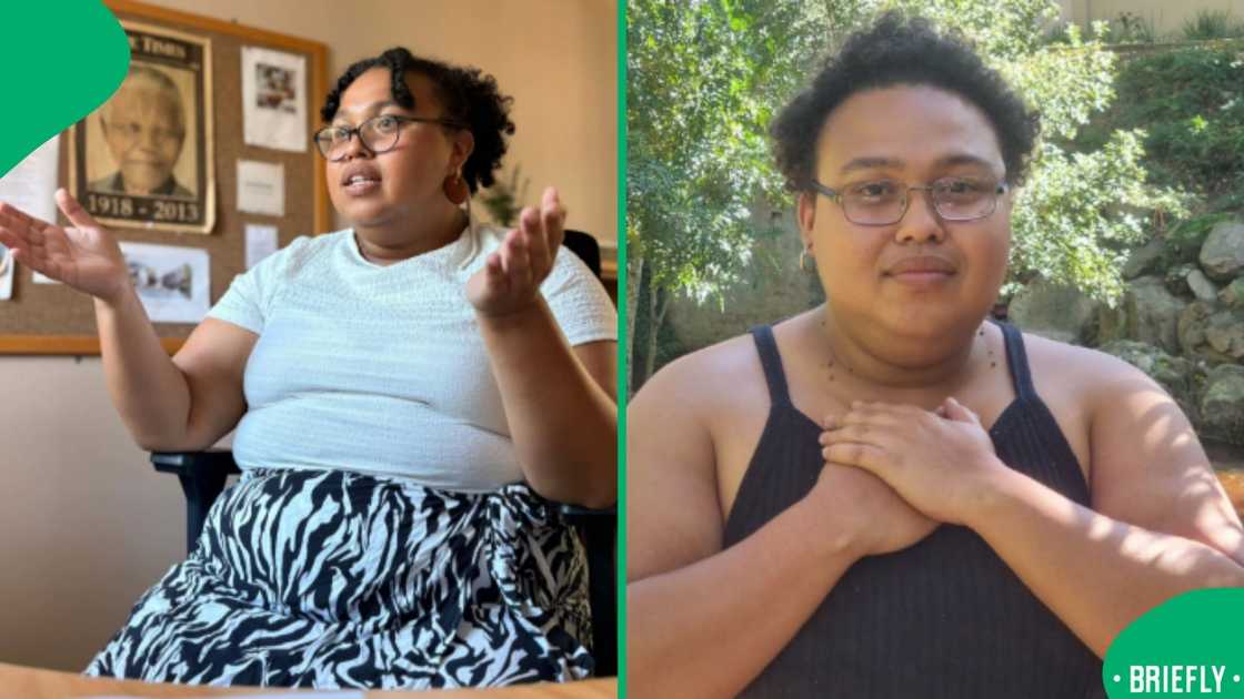 The visual on the right captured the woman posing outside The visual on the right captured the woman posing outside