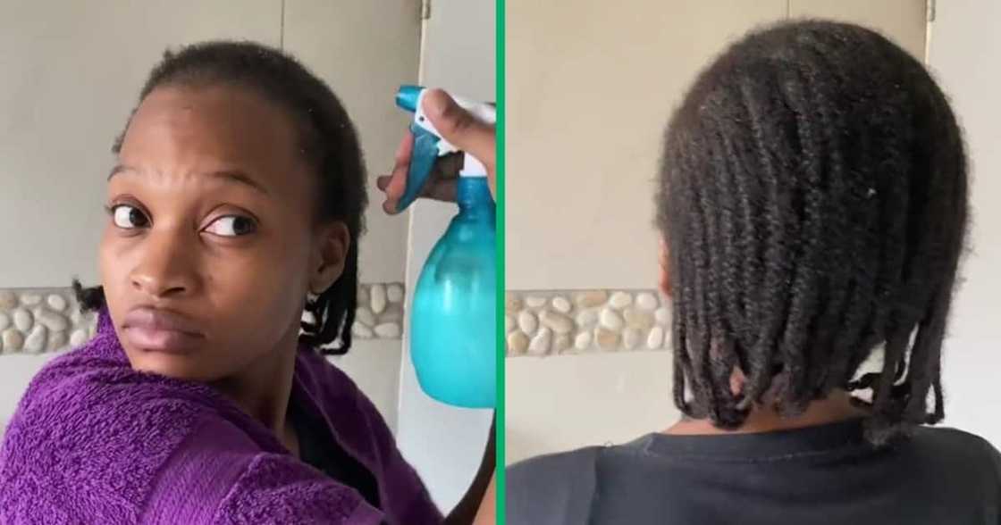 A woman untangled her cornrows A woman untangled her cornrows