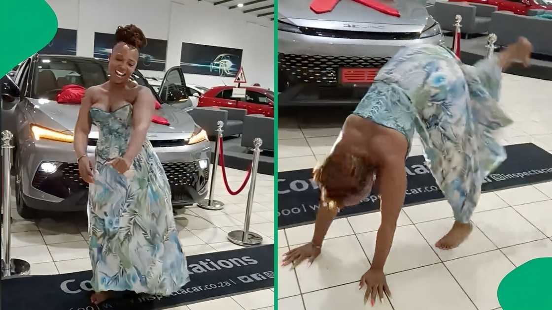 A woman did cartwheels when she got her new car A woman did cartwheels when she got her new car