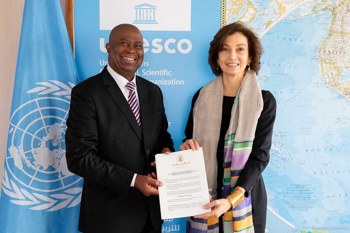 Dr Phil Mjwara with the Director-General of UNESCO Audrey Azoulay. Dr Phil Mjwara with the Director-General of UNESCO Audrey Azoulay.