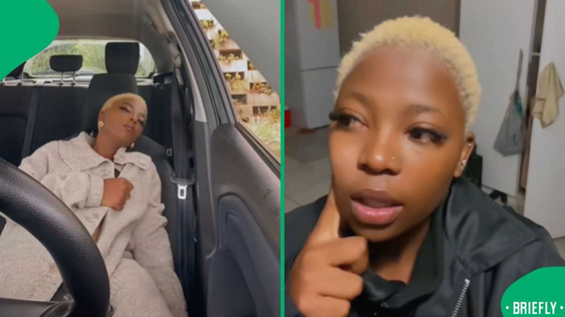 The visual on the right captured Nolo explaining how her car was stolen