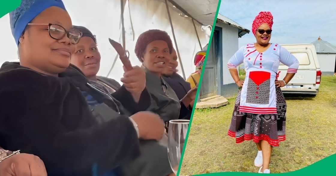 An elderly woman hilariously played with a knife at a ceremony.