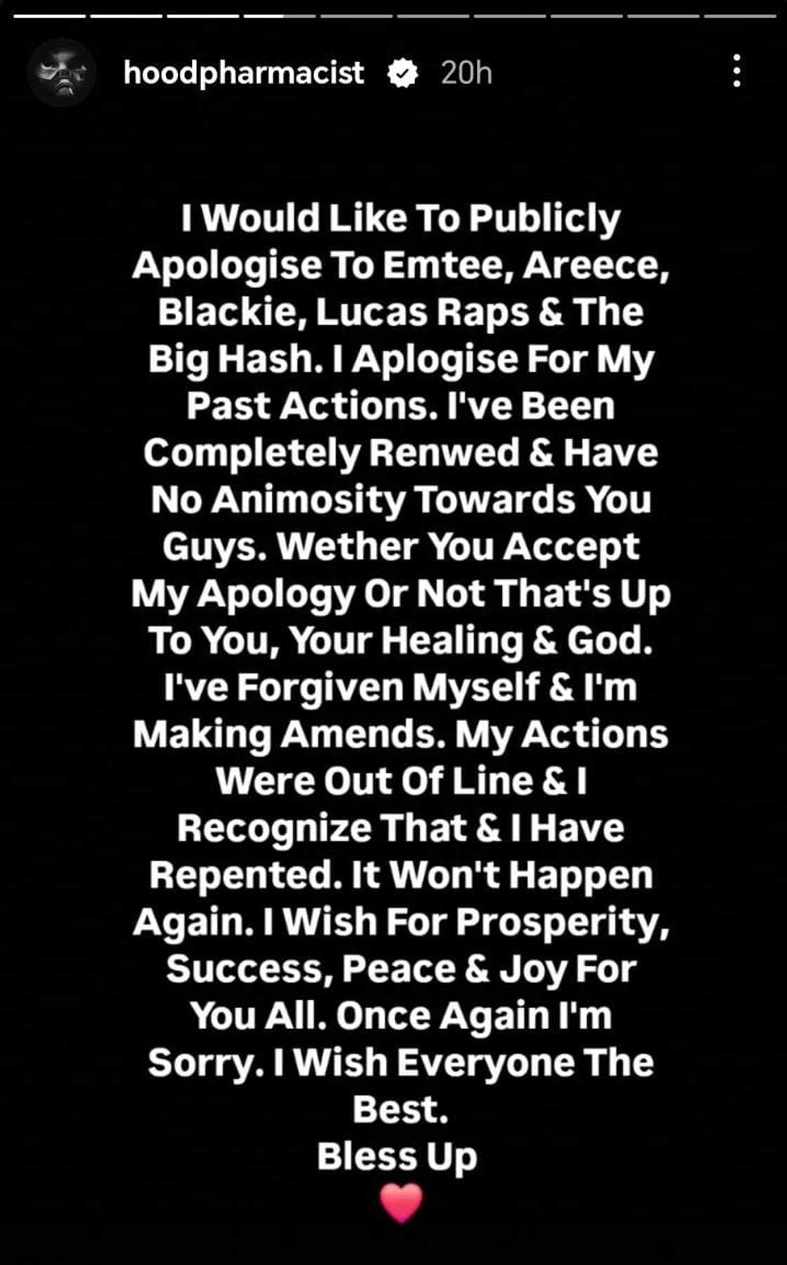 J Molley has apologised to Emtee and A-Reece. J Molley has apologised to Emtee and A-Reece.