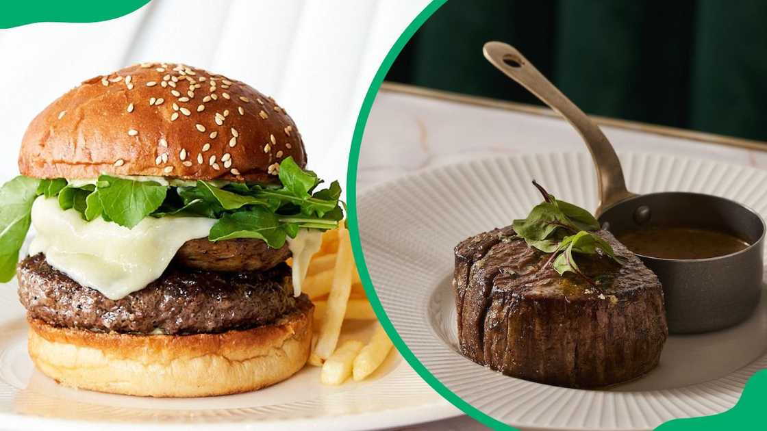 A Sonny and Irene burger (L). Slow cooked steak (R) A Sonny and Irene burger (L). Slow cooked steak (R)