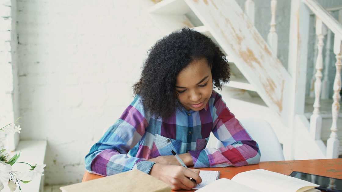 A child doing her homework