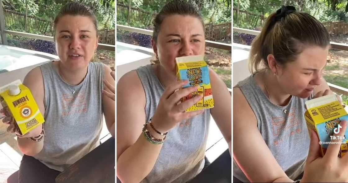 Irish girl drinks Mageu Irish girl drinks Mageu