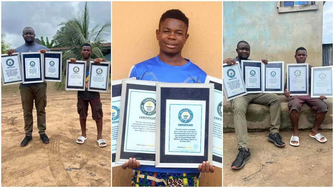 Guinness World Records/Vince Okezie broke 5 records. Guinness World Records/Vince Okezie broke 5 records.