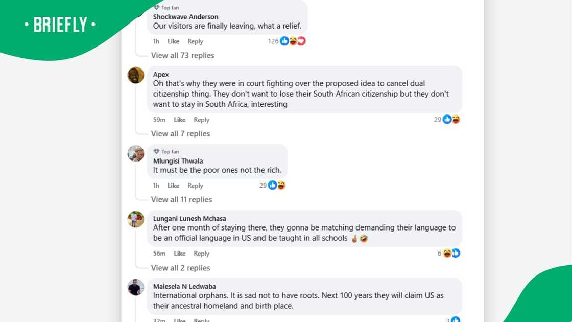 Mzansi reacts to Afrikaner refugees leaving SA. Mzansi reacts to Afrikaner refugees leaving SA.