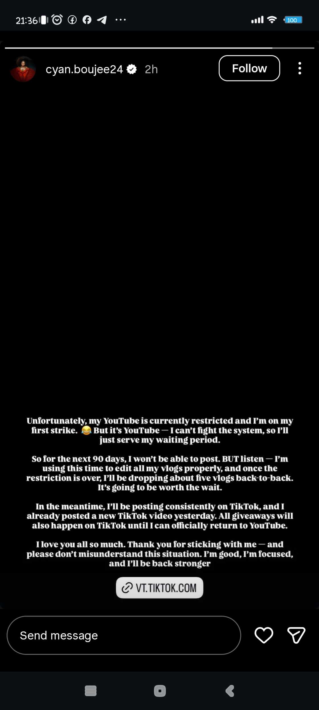 Cyan Boujee's YouTube account banned Cyan Boujee's YouTube account banned