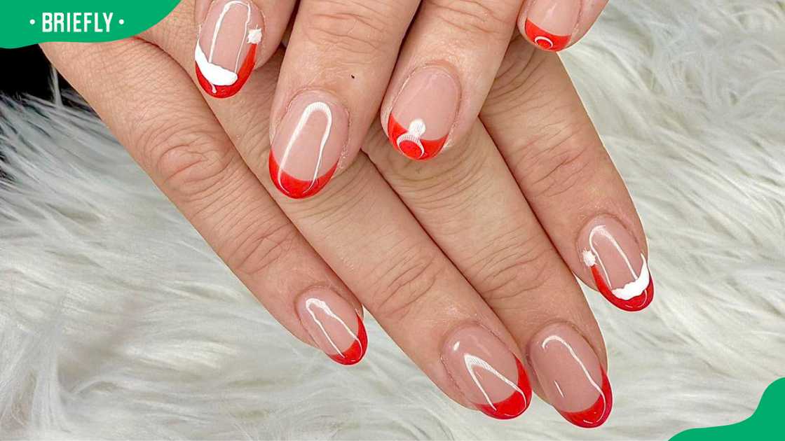 Santa french nail design Santa french nail design