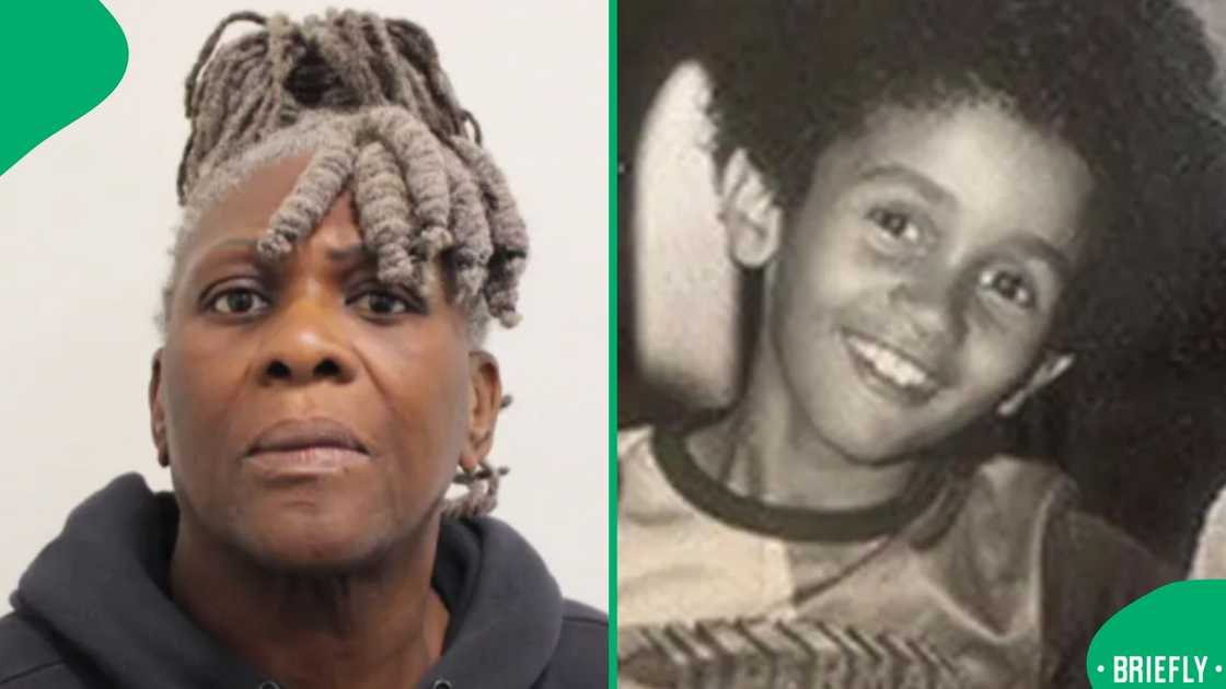 A split-screen graphic paired a police mugshot of the convicted stepmother, Janice Nix, on the left with a historic black-and-white photograph of her five-year-old victim, Andrea Bernard, on the right A split-screen graphic paired a police mugshot of the convicted stepmother, Janice Nix, on the left with a historic black-and-white photograph of her five-year-old victim, Andrea Bernard, on the right