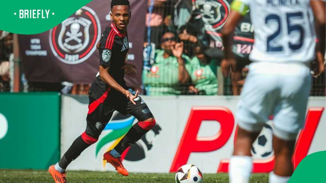 Relebohile Mofokeng reacts after Orlando Pirates' win over Richard Bays in the Nedbank Cup last 32 clash. Relebohile Mofokeng reacts after Orlando Pirates' win over Richard Bays in the Nedbank Cup last 32 clash.