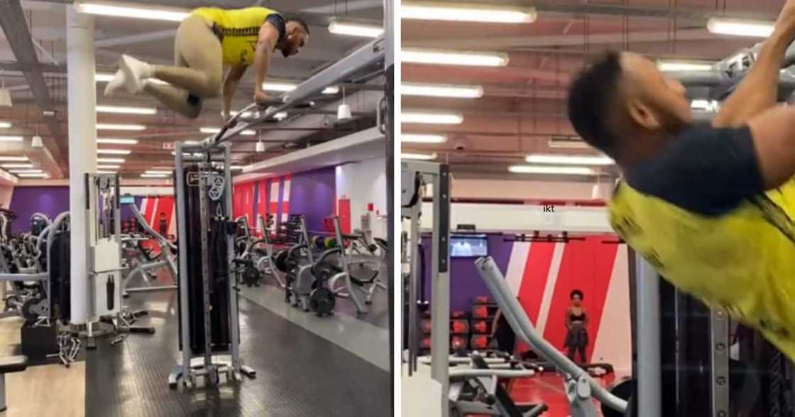 TikTok fitness vlogger does calisthenics in the gym