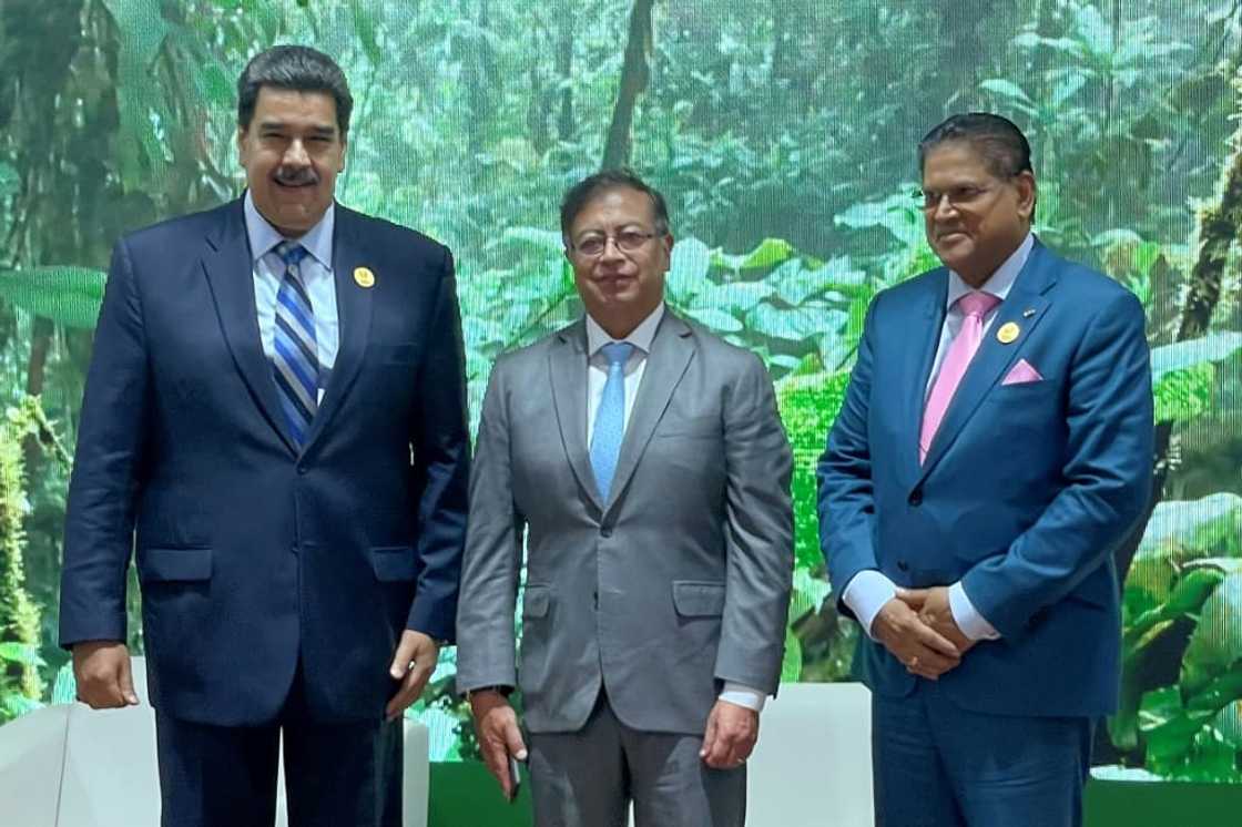 From L to R: The presidents of Venezuela, Nicolas Maduro, Colombia's Gustavo Petro and Suriname's Chan Santokhi attend a Latin American event on the sidlelines of the COP27 climate conference From L to R: The presidents of Venezuela, Nicolas Maduro, Colombia's Gustavo Petro and Suriname's Chan Santokhi attend a Latin American event on the sidlelines of the COP27 climate conference
