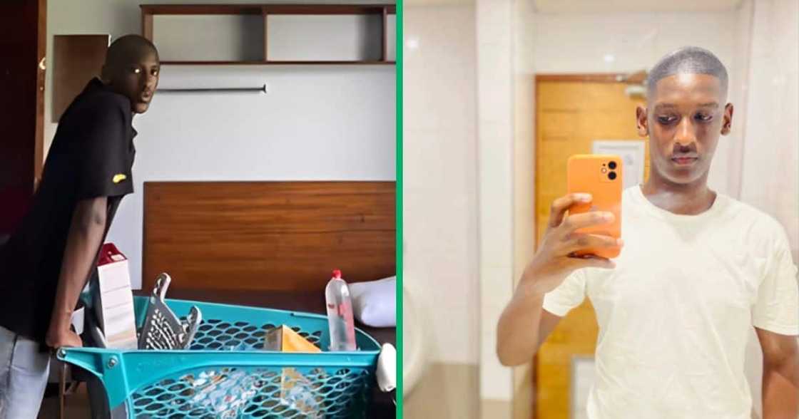 A student shared a TikTok video unpacking their first groceries at res. A student shared a TikTok video unpacking their first groceries at res.