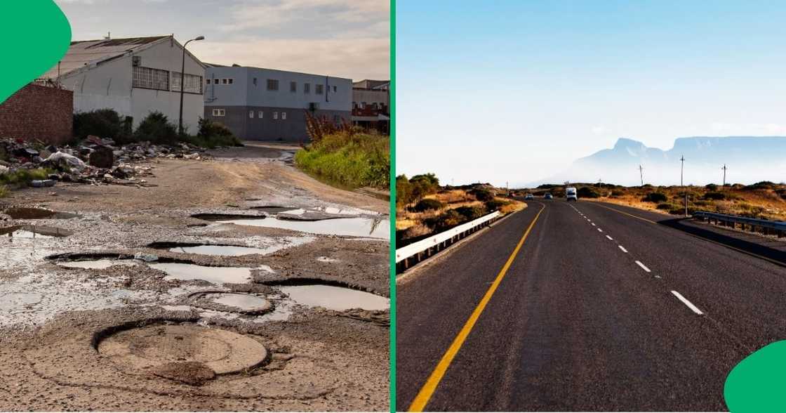 A man captured the difference between Eastern Cape and Western Cape road. A man captured the difference between Eastern Cape and Western Cape road.