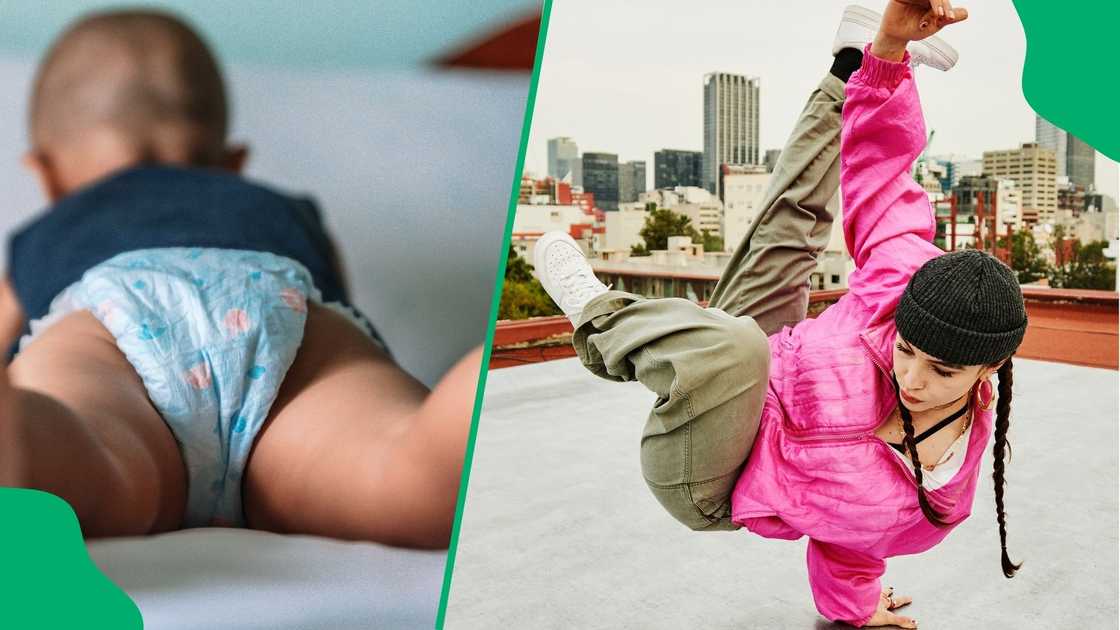 Toddler in diapers displays unbelievable break dancing Toddler in diapers displays unbelievable break dancing