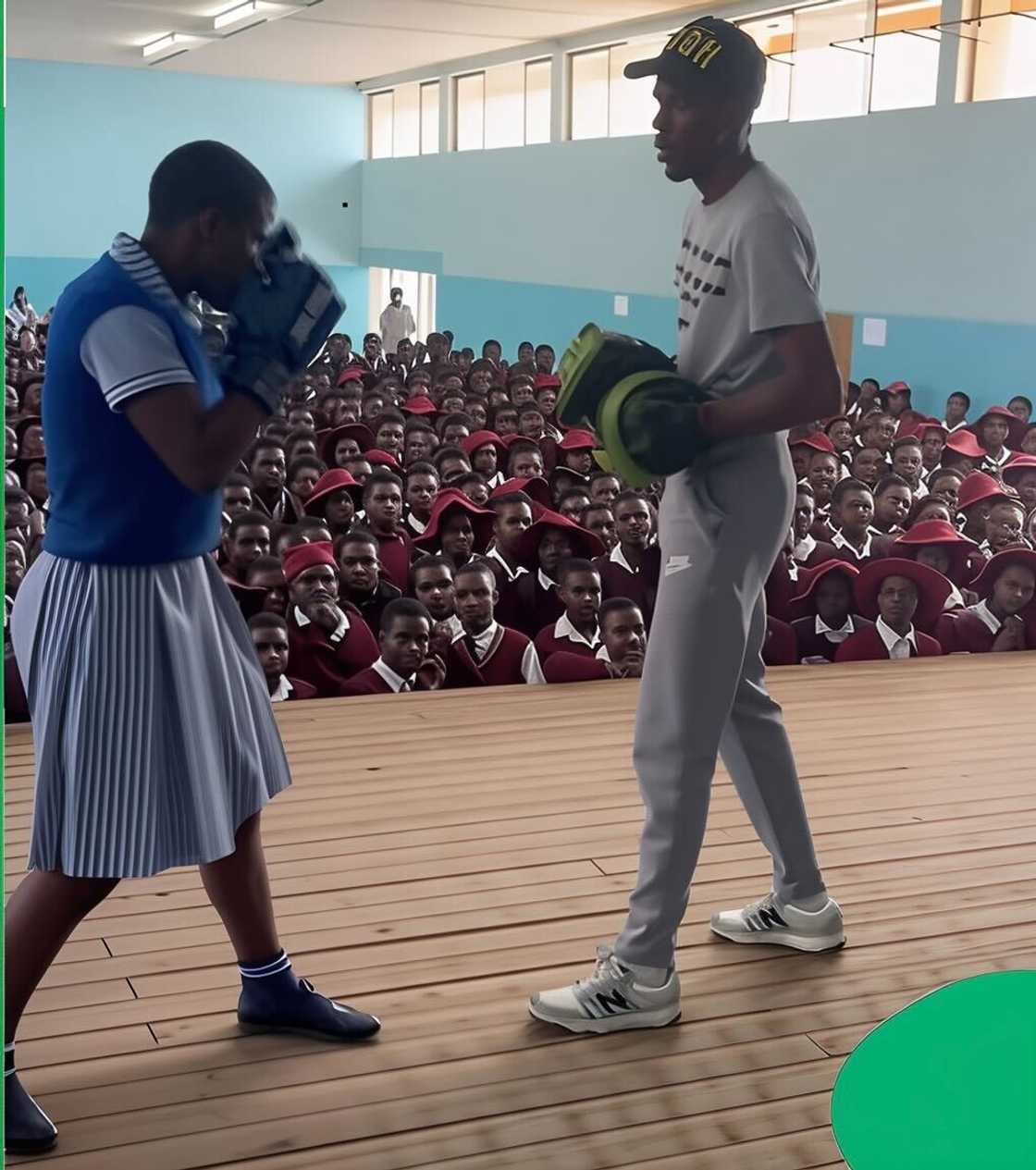 A young school girl’s showcased her boxing abilities in a video that has gone viral, impressing online users.