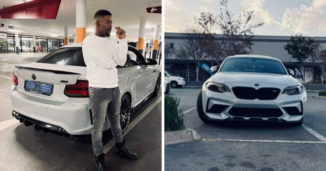 BMW M2 and man posing