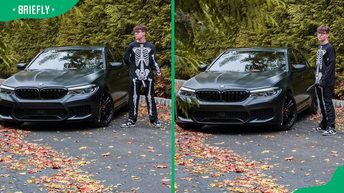 Clix posed with a BMW M5 Clix posed with a BMW M5