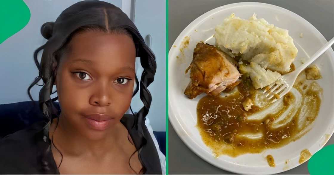 A young woman showed food from Curro's boarding school