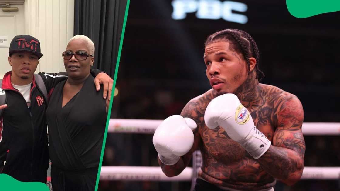 Gervonta and his mom posing for the camera (L). The boxer at Capital One Arena in 2023 (R) Gervonta and his mom posing for the camera (L). The boxer at Capital One Arena in 2023 (R)