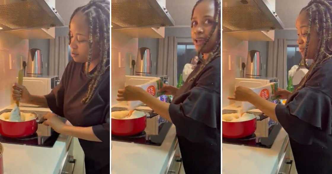 Woman cooks pap Woman cooks pap
