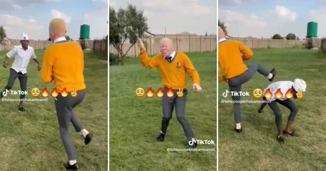 TikTok user @tshepoojebhakamnandii and friend dancing TikTok user @tshepoojebhakamnandii and friend dancing