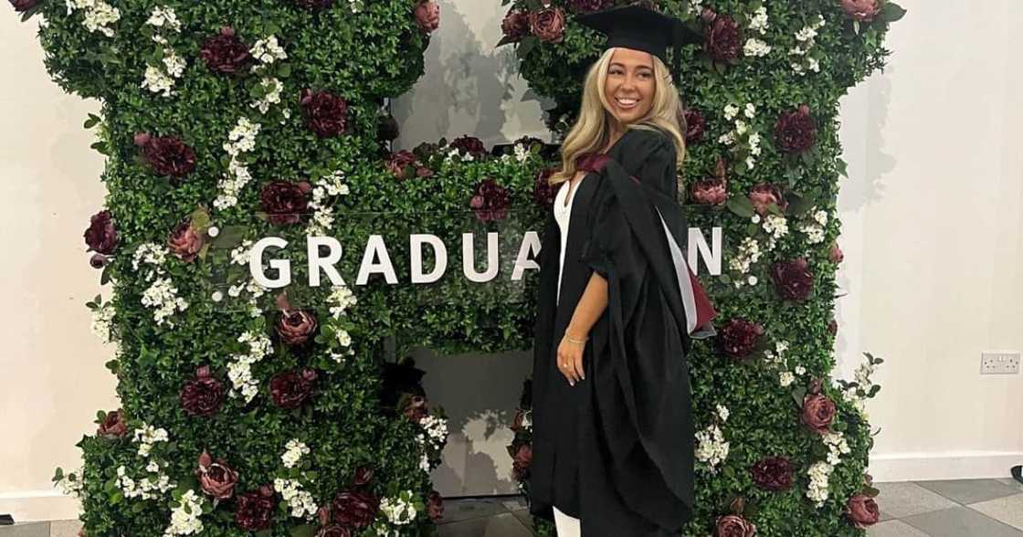 A lady graduated with a degree in science A lady graduated with a degree in science