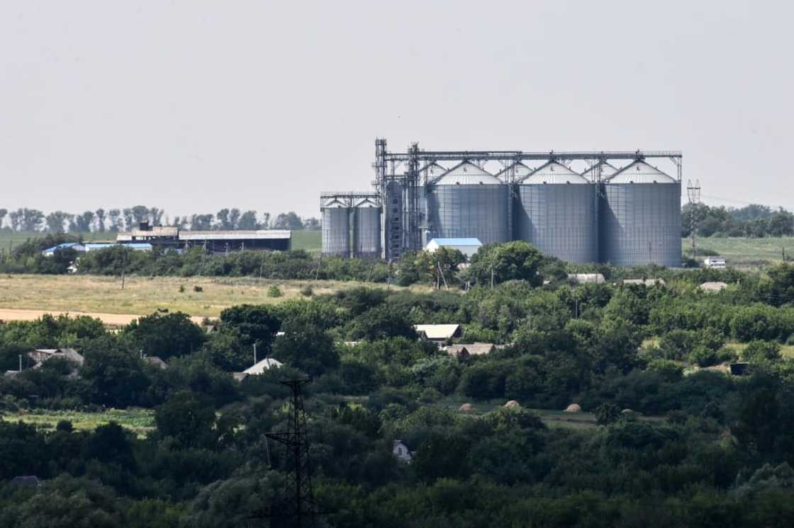 Wheat storage silos near Riznykivka in Donetsk Oblast, eastern Ukraine, currently under Ukrainian control Wheat storage silos near Riznykivka in Donetsk Oblast, eastern Ukraine, currently under Ukrainian control