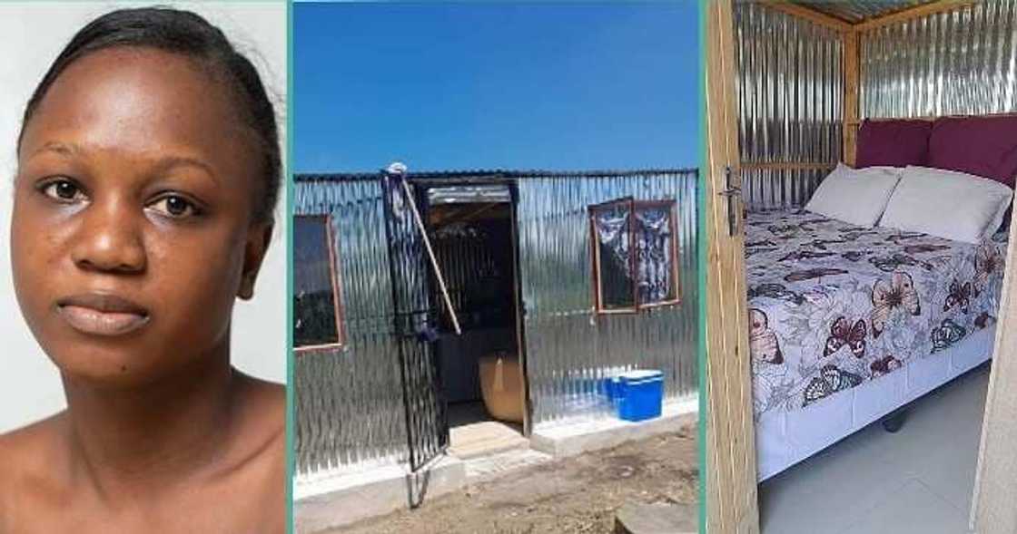 Lady builds small house with zinc and wood Lady builds small house with zinc and wood