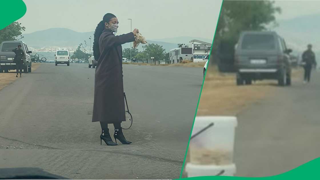 Woman sells treats at roadside