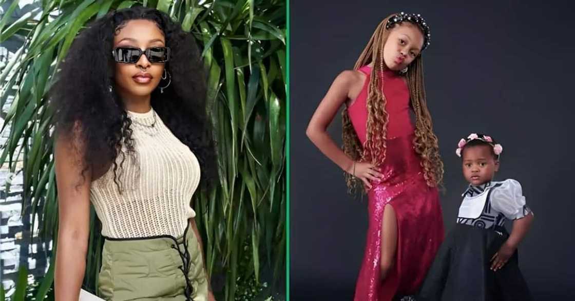 DJ Zinhle and family stunned in Somizi's clothing range. DJ Zinhle and family stunned in Somizi's clothing range.