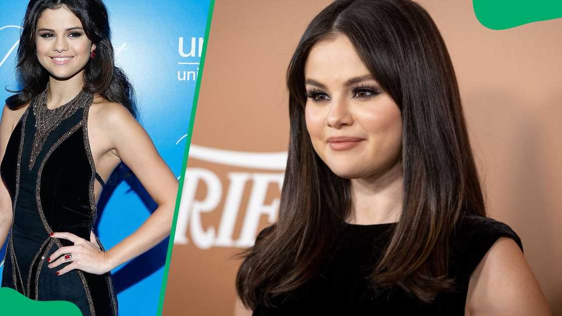 Gomez at the 2012 UNICEF Snowflake Ball (L). Selena during the 2022 Variety's Hitmakers brunch (R)