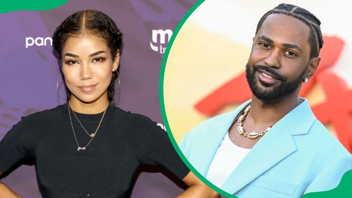 Jhené Aiko at the Academy Nightclub in 2018 (L). Big Sean during the 2024 Beverly Hills Cop: Axel F World Premiere (R)