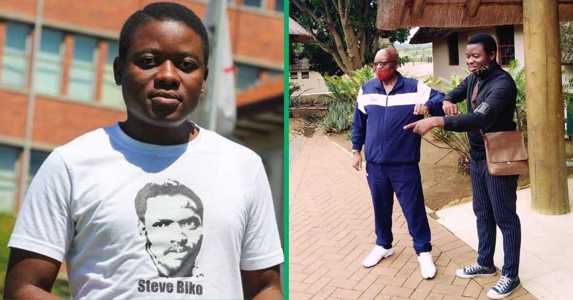 Fees Must Fall activist Bonginkosi Khanyile and former president Jacob Zuma Fees Must Fall activist Bonginkosi Khanyile and former president Jacob Zuma